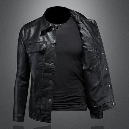 Men's modern, durable leather biker jacket
