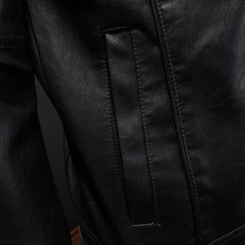 Men's modern, durable leather biker jacket