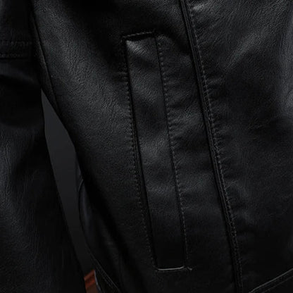 Men's modern, durable leather biker jacket