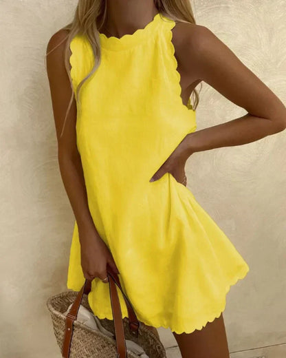 Olivia | Sleeveless High Neck A-Line Mini Dress