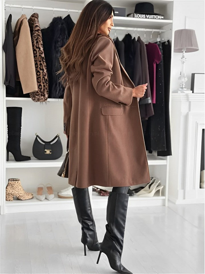Lina - Long Wool Button-Up Coat