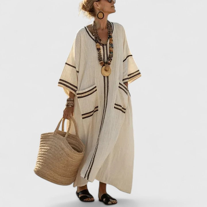 Galiana | Women's boho midi dress with pockets, cool and lightweight | Breathable