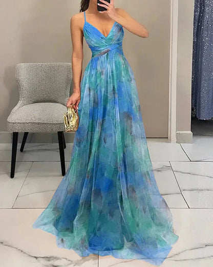 Gundisalva | Elegant women's maxi dress with a spring floral print
