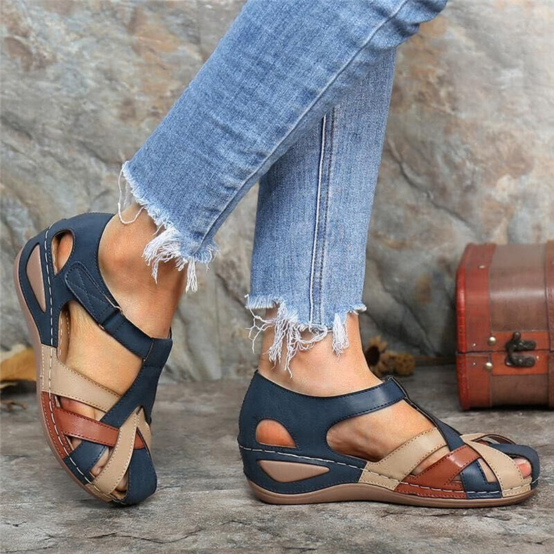 Bianca | Women's spring wedge sandals with crossover straps