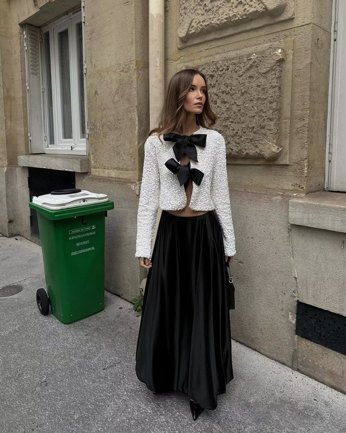 Ava: Short Sequin Blazer with Bow