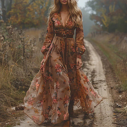 Sohee | Boho Long Floral Embroidered Dress