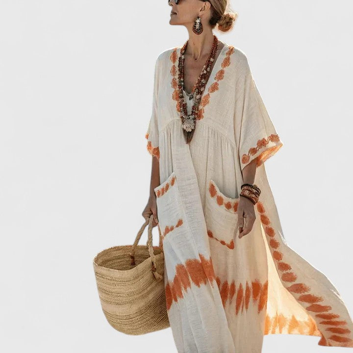 Galiana | Women's boho midi dress with pockets, cool and lightweight | Breathable