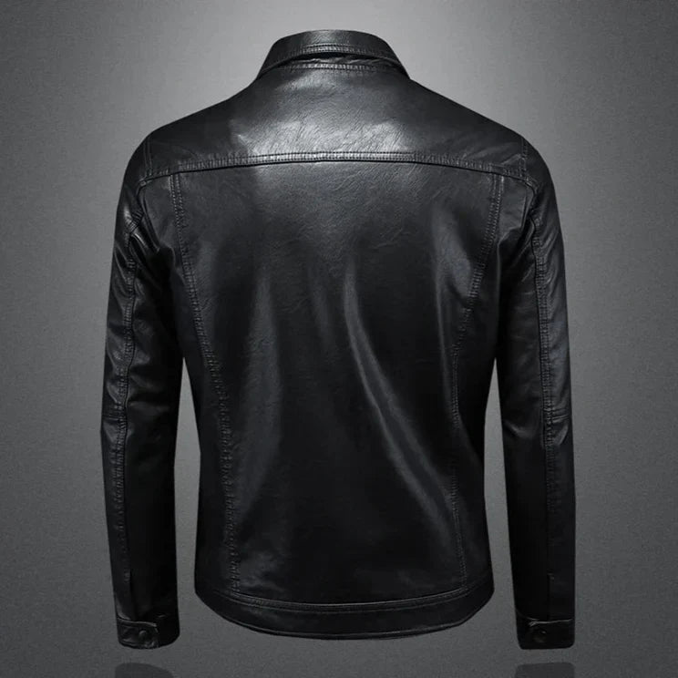 Men's modern, durable leather biker jacket