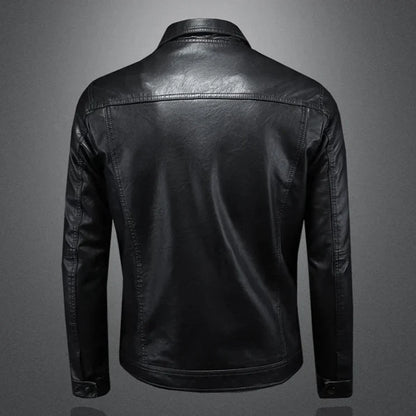 Men's modern, durable leather biker jacket