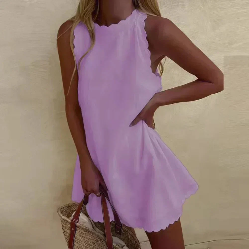 Olivia | Sleeveless High Neck A-Line Mini Dress