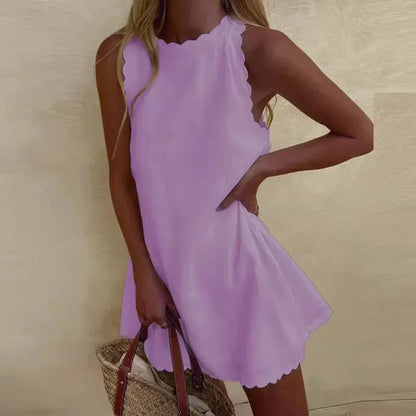 Olivia | Sleeveless High Neck A-Line Mini Dress