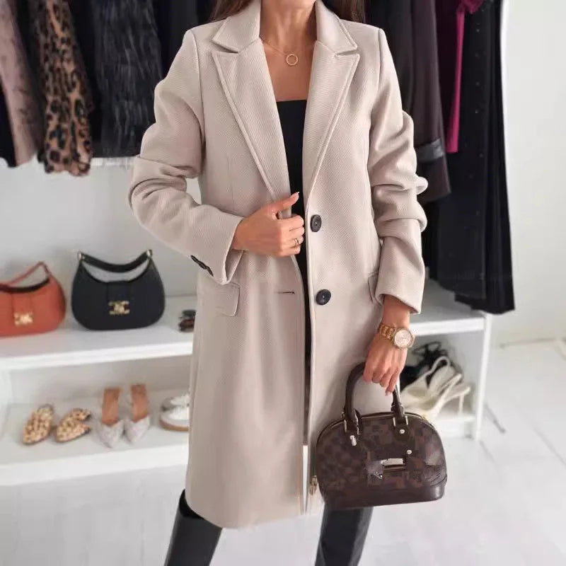 Lina - Long Wool Button-Up Coat