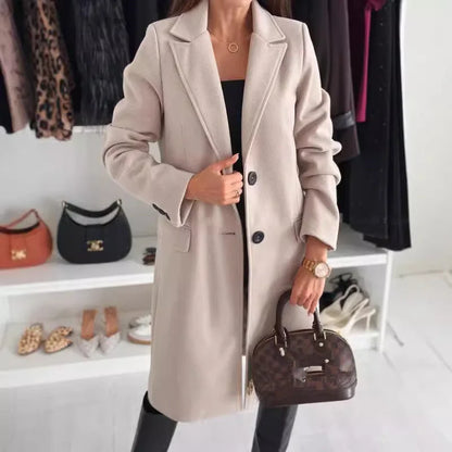 Lina - Long Wool Button-Up Coat