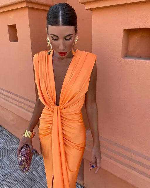 Maya™ plunge party dress