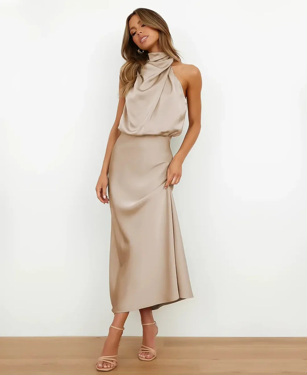 Kattalin | Elegant Women's Halter Neck Midi Dress