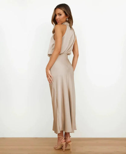 Kattalin | Elegant Women's Halter Neck Midi Dress