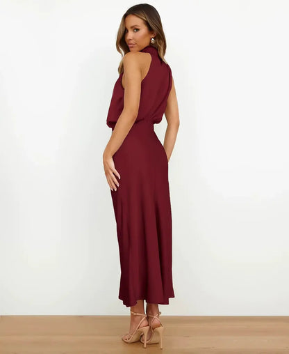 Kattalin | Elegant Women's Halter Neck Midi Dress