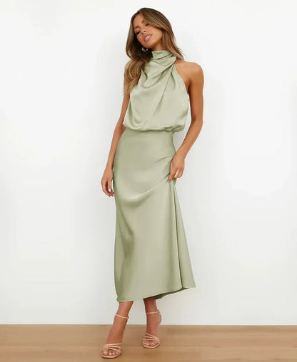 Kattalin | Elegant Women's Halter Neck Midi Dress