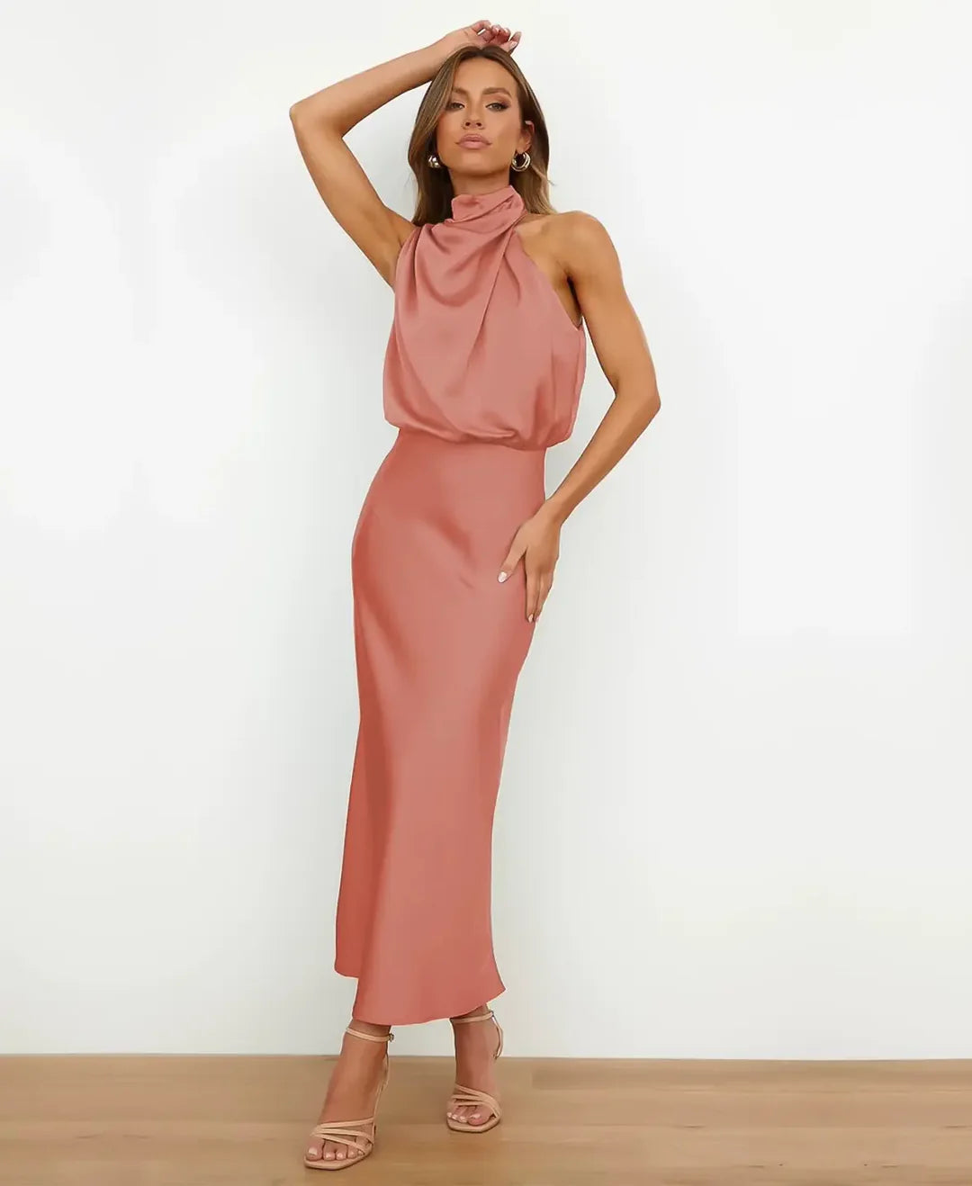 Kattalin | Elegant Women's Halter Neck Midi Dress