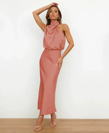 Kattalin | Elegant Women's Halter Neck Midi Dress
