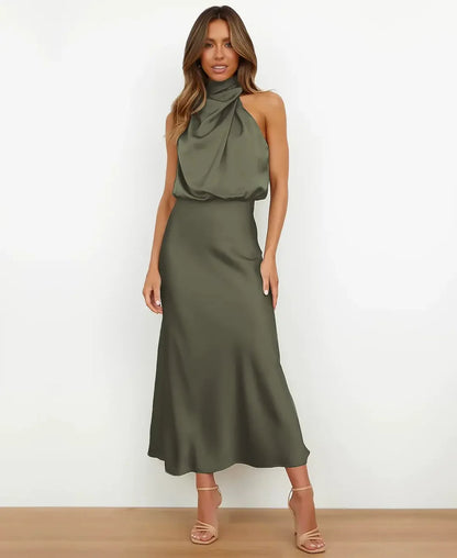 Kattalin | Elegant Women's Halter Neck Midi Dress