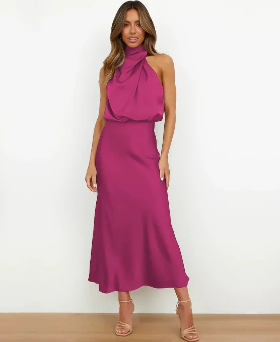 Kattalin | Elegant Women's Halter Neck Midi Dress
