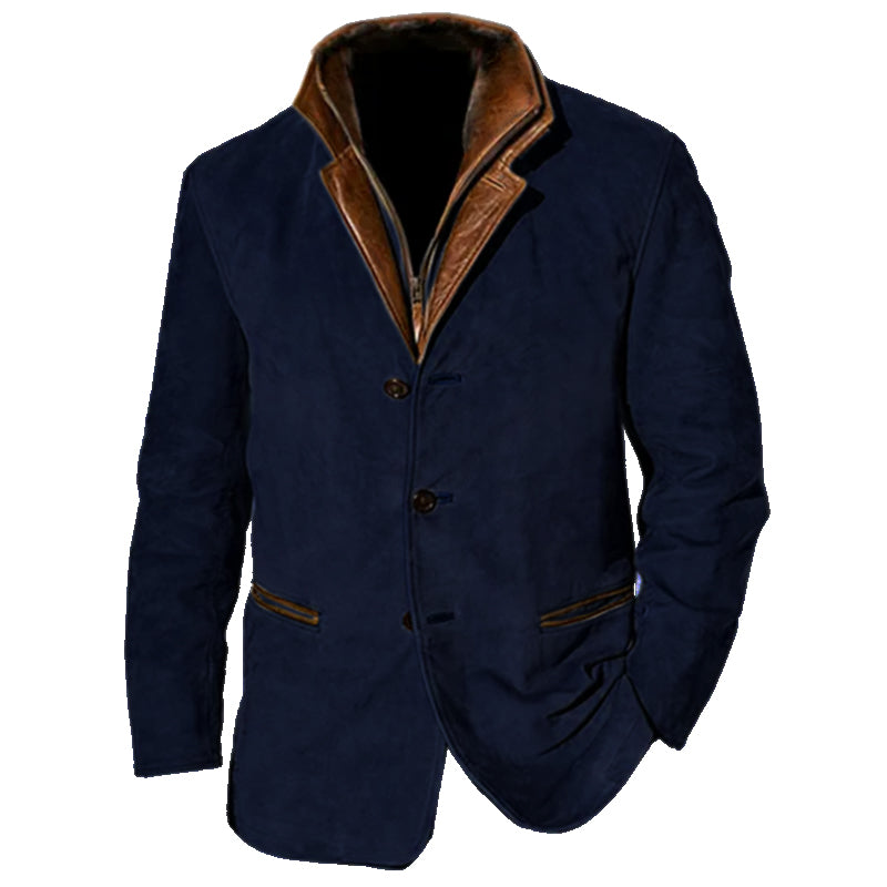 Men's classic suede jacket, comfortable and stylish for daily casual wear.