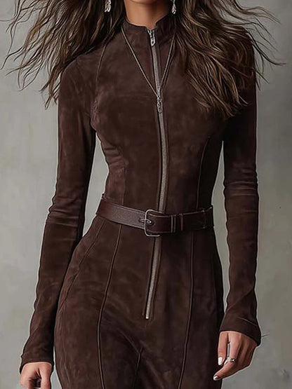 Brown vintage maxi dress with zipper | Carol