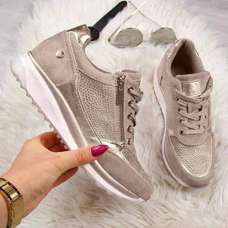 Prisella | Modern women's lace-up sneakers | Wedge