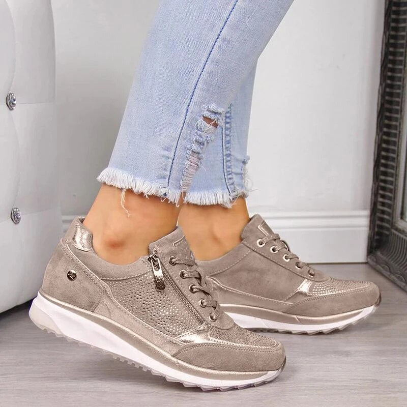Prisella | Modern women's lace-up sneakers | Wedge