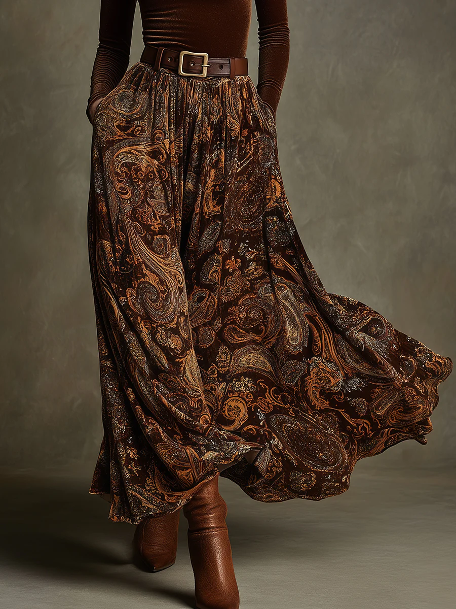 Vintage stretchy set and long patterned skirt - Tivoli
