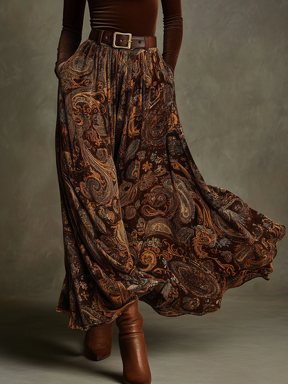 Vintage stretchy set and long patterned skirt - Tivoli