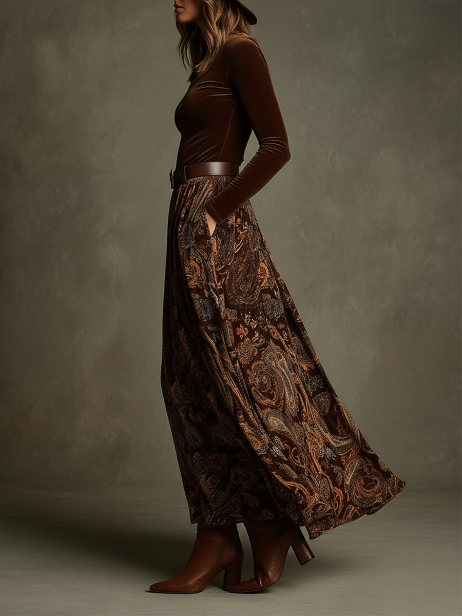 Vintage stretchy set and long patterned skirt - Tivoli