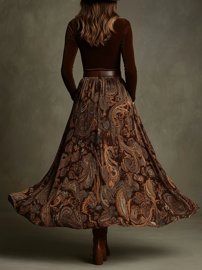 Vintage stretchy set and long patterned skirt - Tivoli