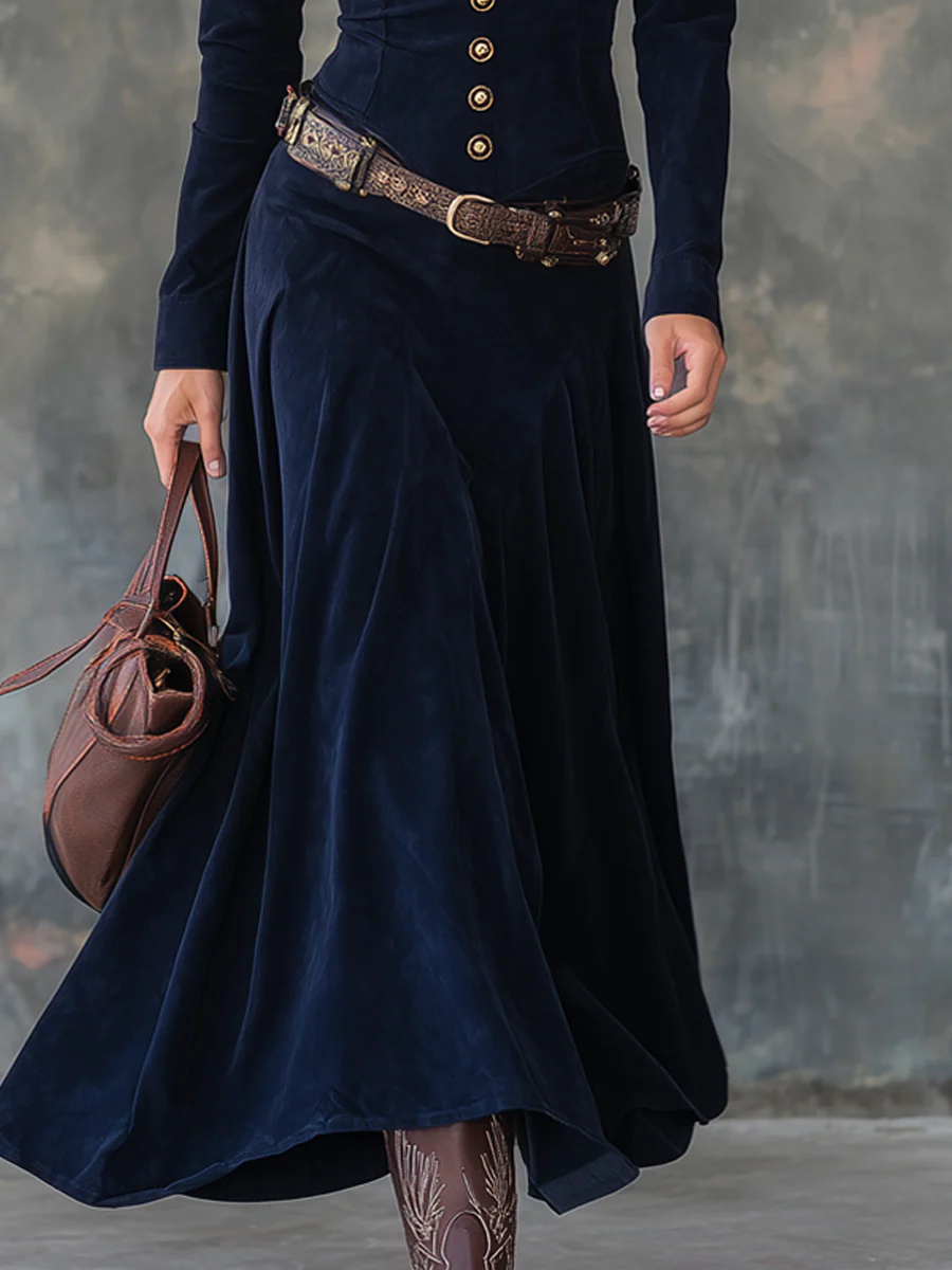 Vintage long dress with flap pockets - Candela