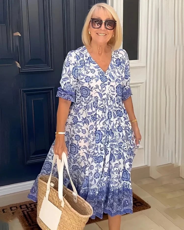 Zoque - V-Neck Bohemian Dress