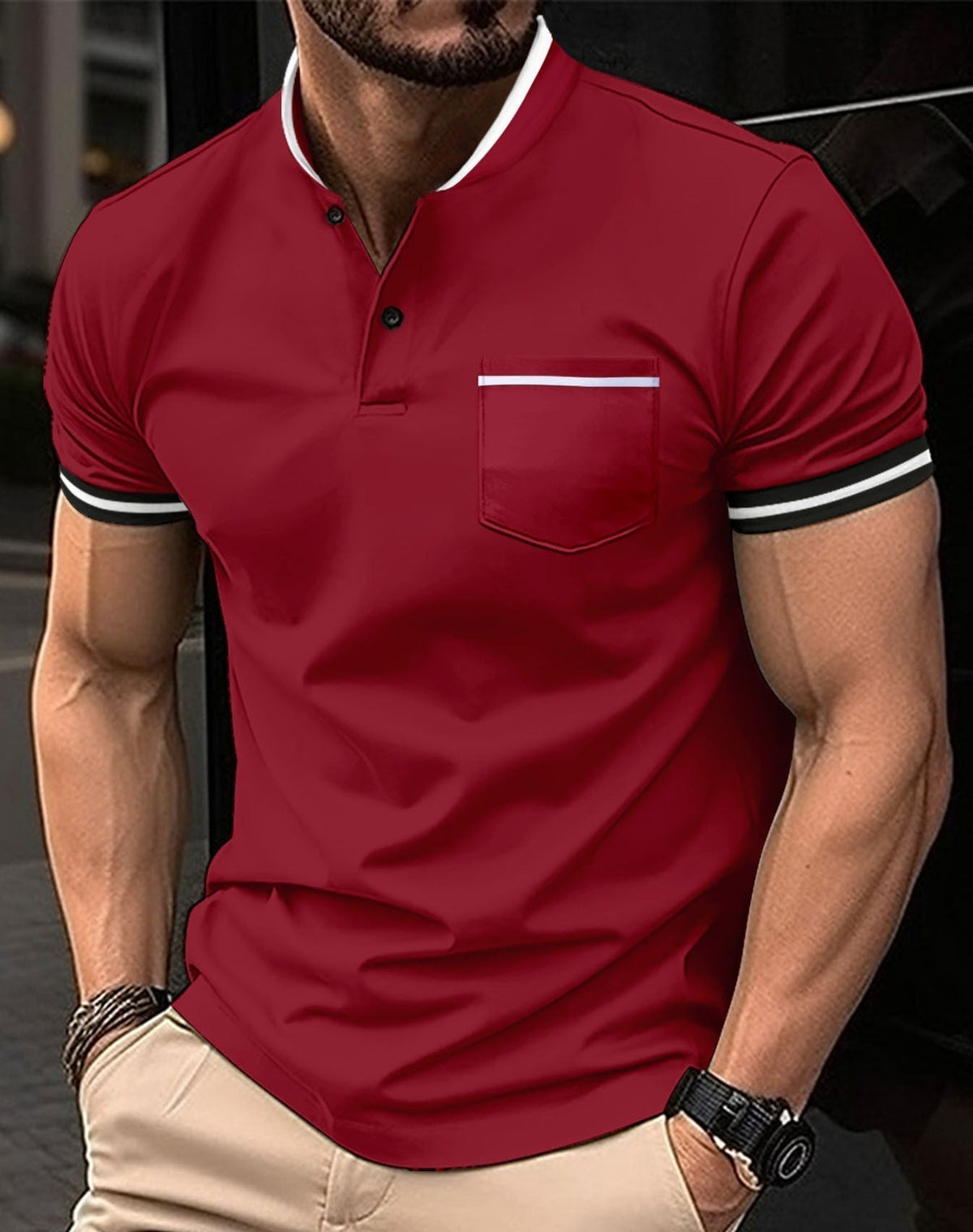 Teodor - Comfortable blue cotton polo shirt for men