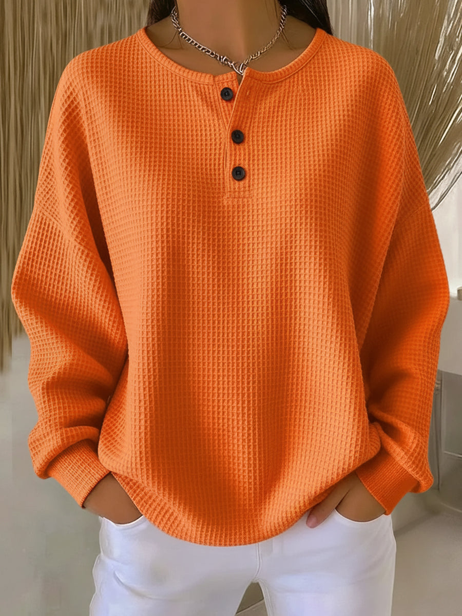 Milagros | Waffle Henley Sweatshirt