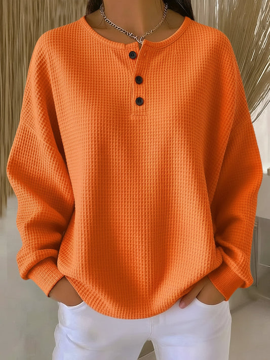 Milagros | Waffle Henley Sweatshirt