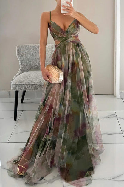 Gundisalva | Elegant women's maxi dress with a spring floral print