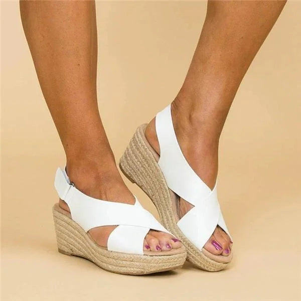 Xiadani | Women's wedge sandals with crossover straps | Summer