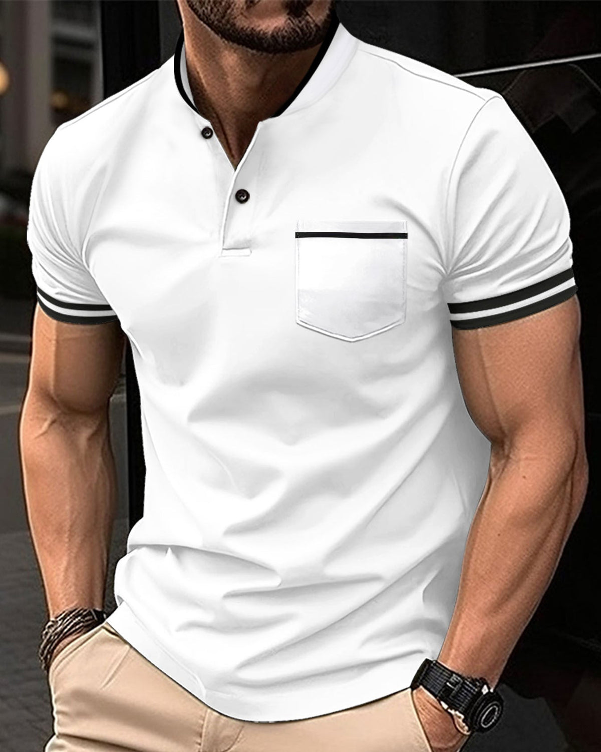 Teodor - Comfortable blue cotton polo shirt for men