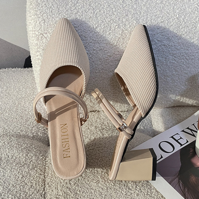 High-heeled sandals with feminine straps
