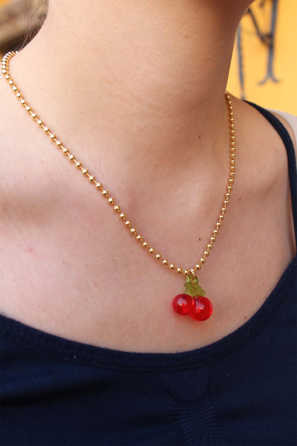 Gold Cherry Necklace