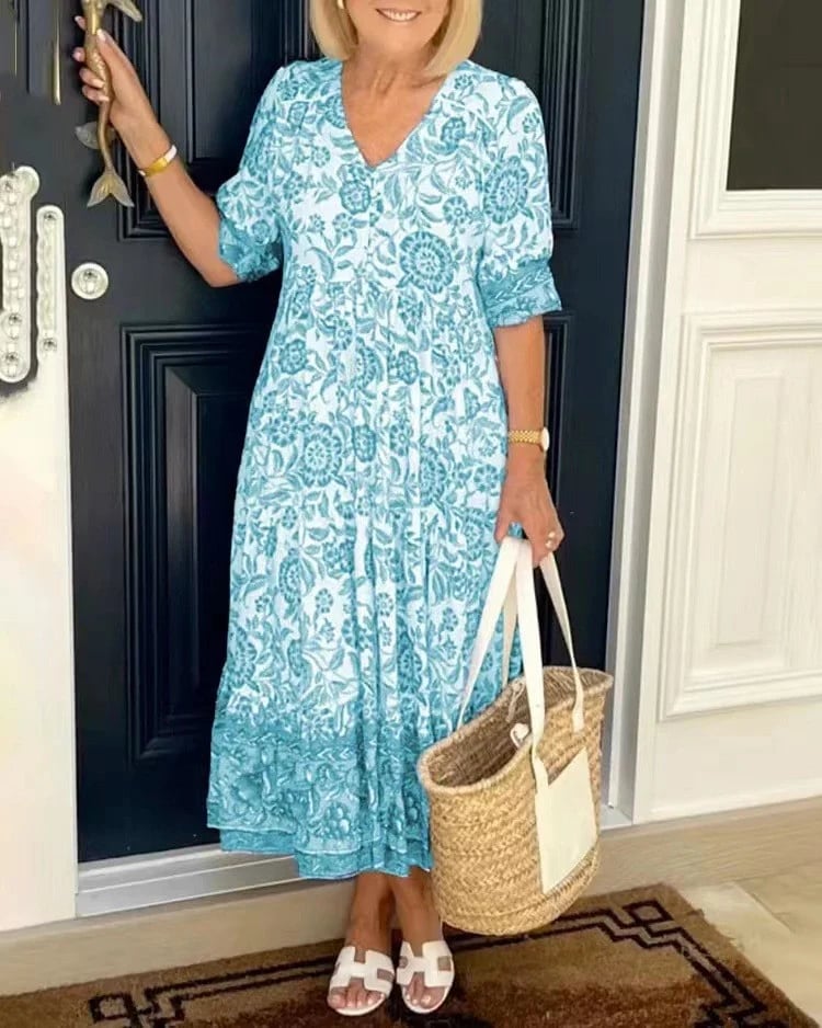 Zoque - V-Neck Bohemian Dress