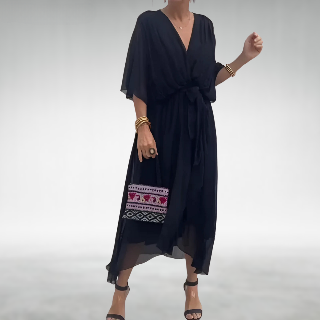 Izel | Elegant V-neck maxi dress