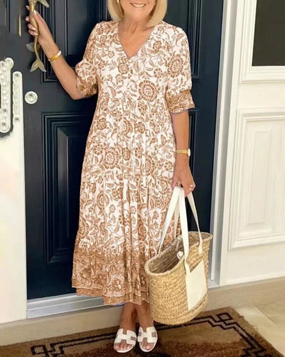 Zoque - V-Neck Bohemian Dress