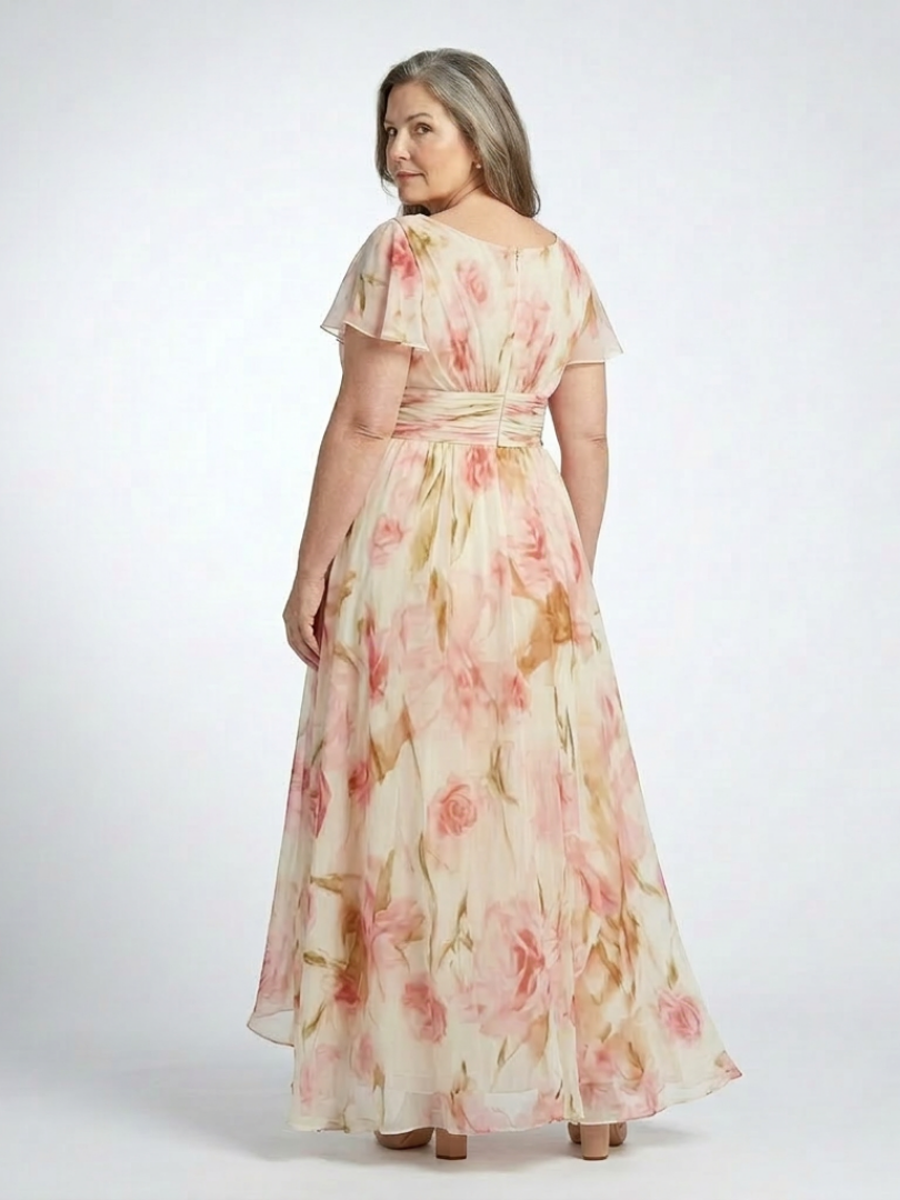 Elara | Short-sleeved floral maxi dress
