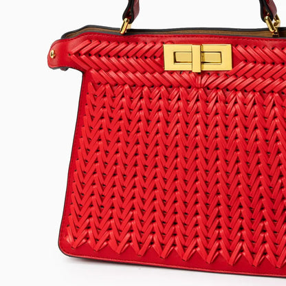Estelle Braided Leather Handbag – Elegant Gold Clasp