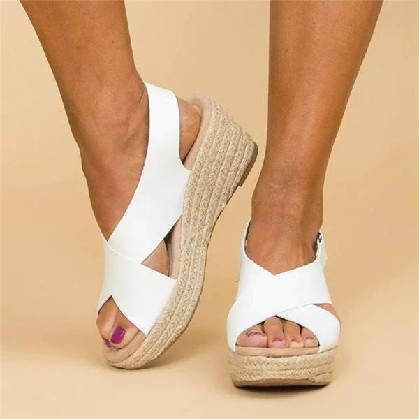 Xiadani | Women's wedge sandals with crossover straps | Summer